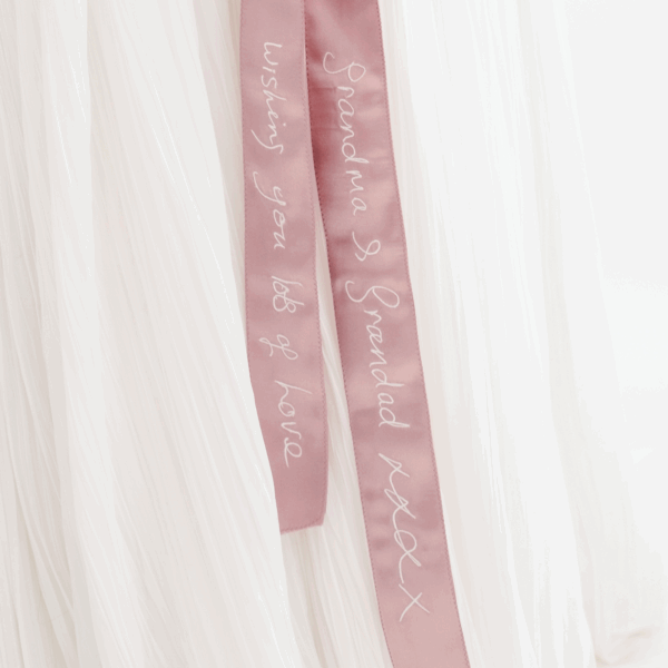 Satin Bouquet Ribbon Personalised with your own Handwriting Embroidered