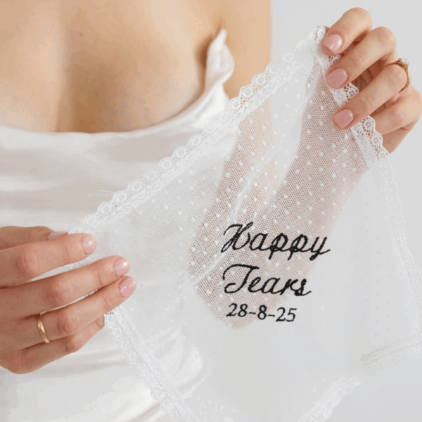 Net & Nottingham Lace Handkerchief - Happy Tears Handkerchief