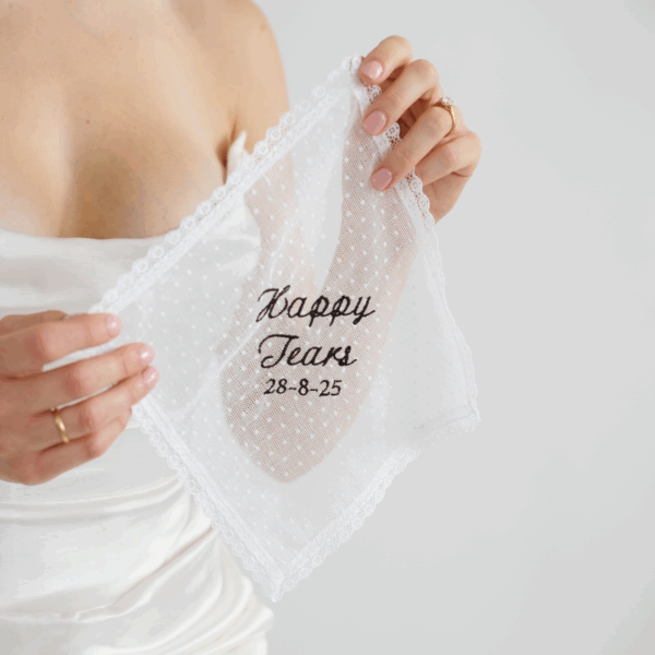 Net & Nottingham Lace Handkerchief - Happy Tears Handkerchief