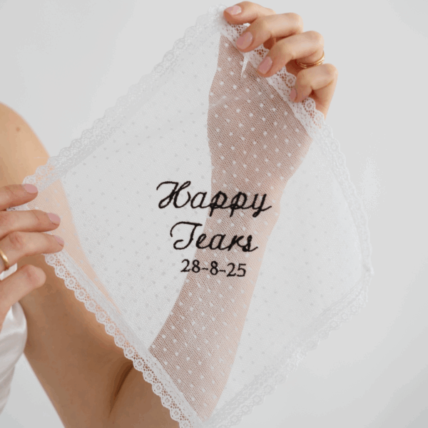 Net & Nottingham Lace Handkerchief - Happy Tears Handkerchief