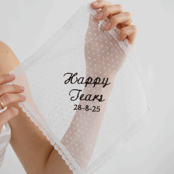Net & Nottingham Lace Handkerchief - Happy Tears Handkerchief