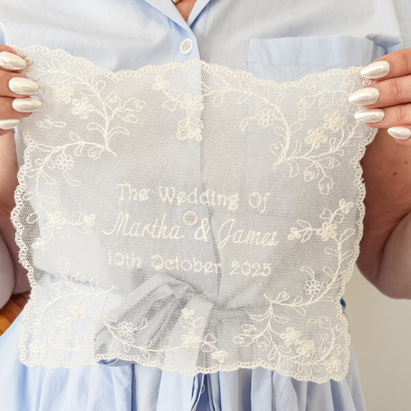 Embroidered Net Lace Wedding Invitation or Save the Date