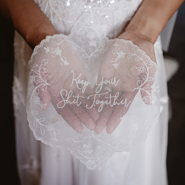 Embroidered Net Lace Handkerchief Keep Your Shit Together Hankie