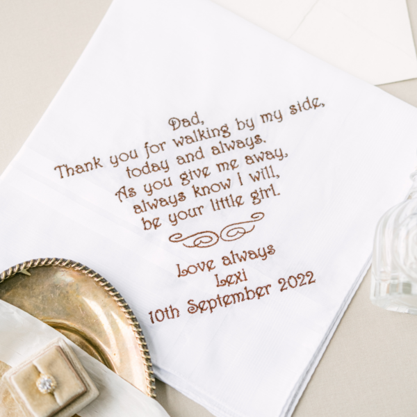 Father of the Bride Handkerchief Thank you for walking by my side Father of the Bride Handkerchief Thank you for walking by my side