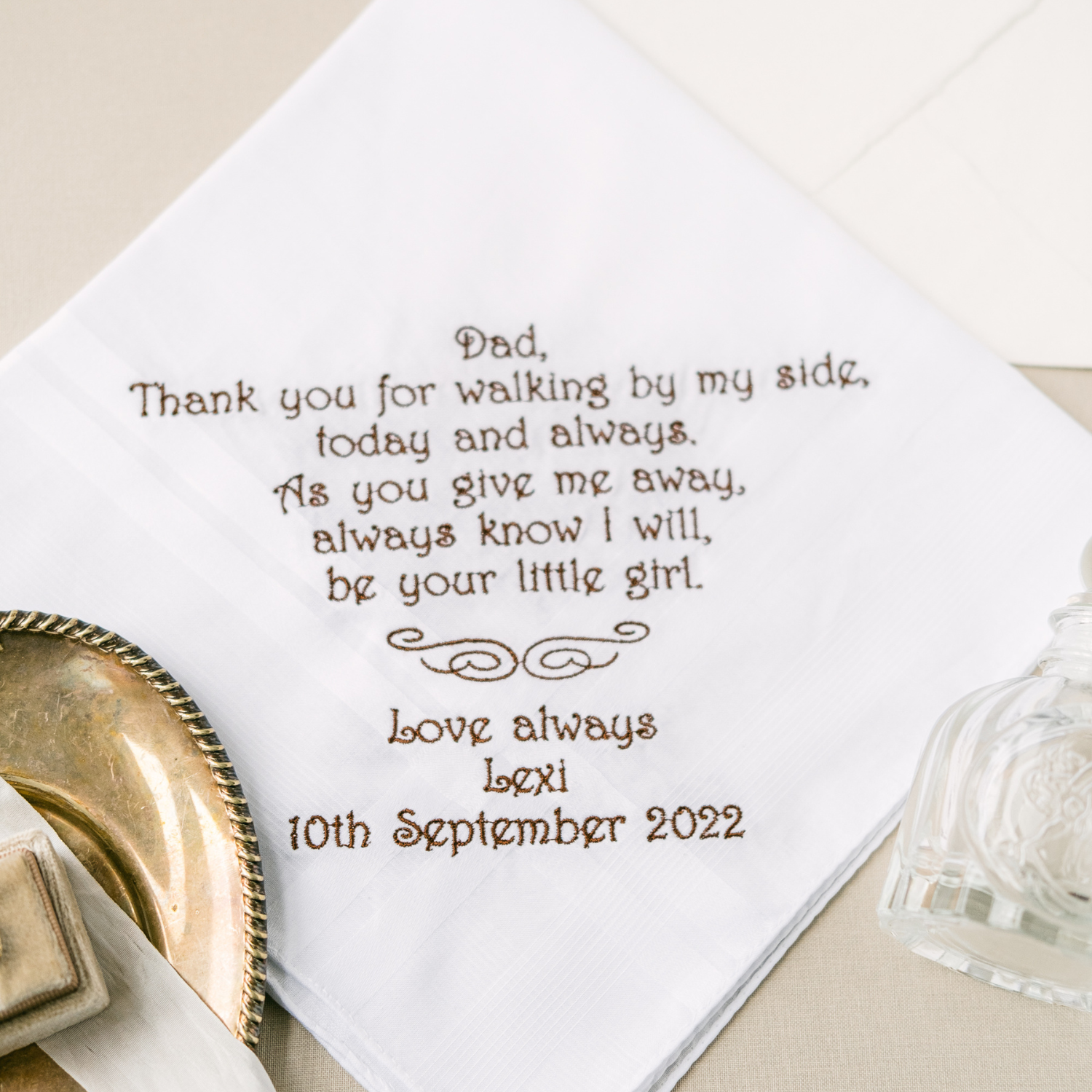 Father of the Bride Handkerchief – Thank you for walking by my side