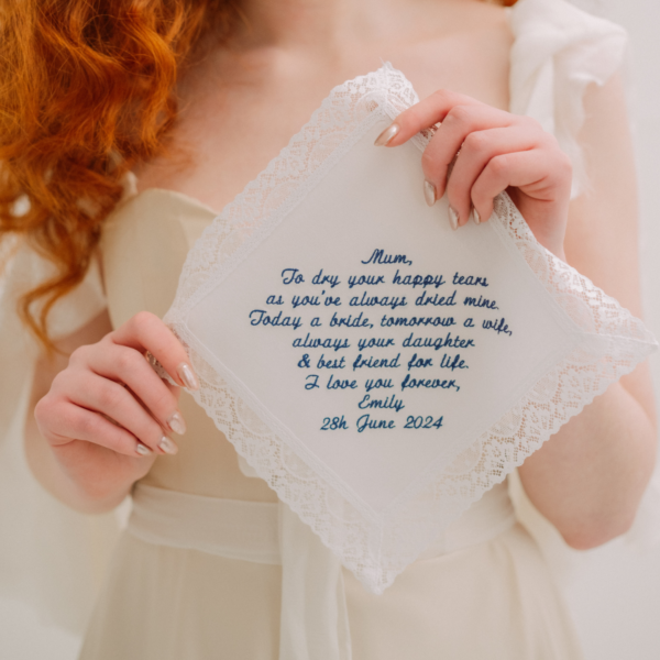 Mother of the Bride Handkerchief Nottingham Lace To dry your happy tears