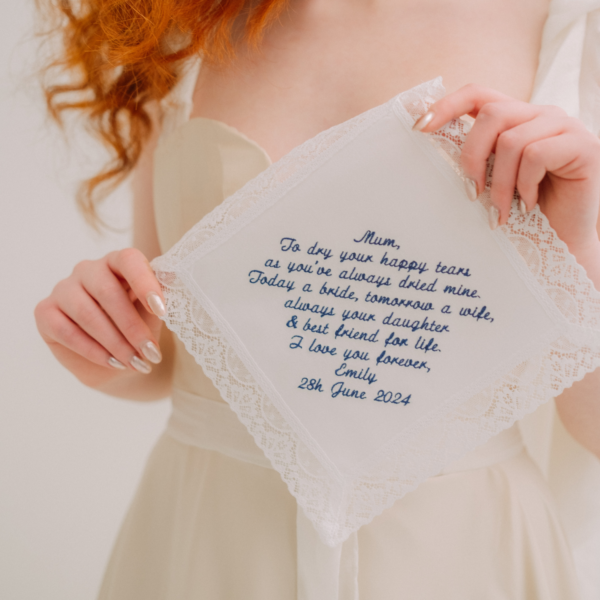 Mother of the Bride Handkerchief Nottingham Lace To dry your happy tears