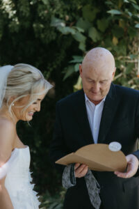 Kayla and her Dad on the morning on her wedding