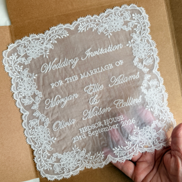 Silk Organza Lace Save the Date or Wedding Invitation