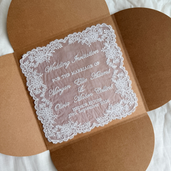 Silk Organza Lace Save the Date or Wedding Invitation