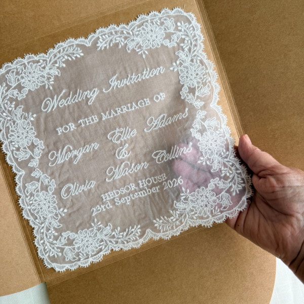 Silk Organza Lace Save the Date or Wedding Invitation