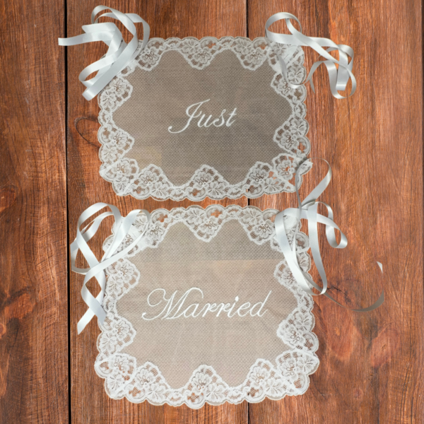 Personalised Lace Wedding Chair Sign