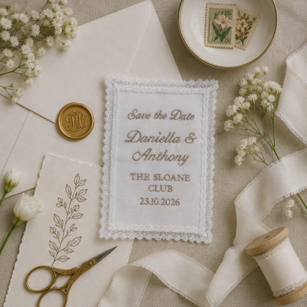 A6 Embroidered Lace Wedding Invitation or Save the Date