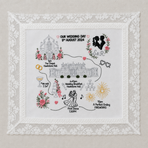 Personalised Cotton Anniversary Gift Embroidered Wedding Day Handkerchief